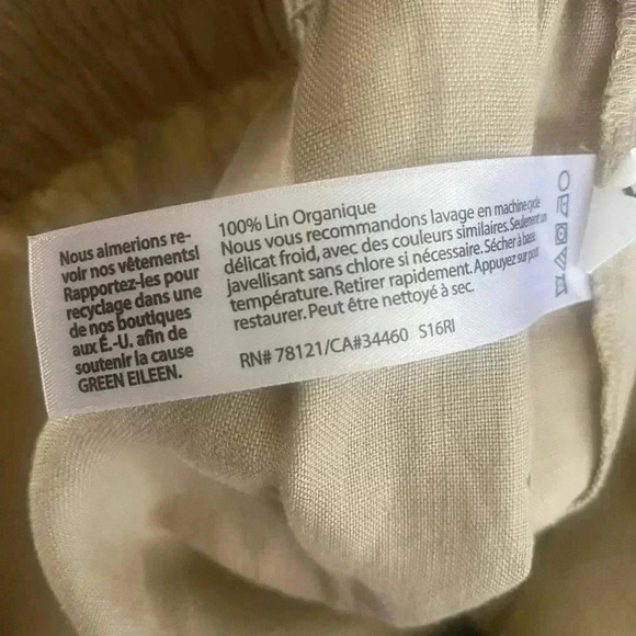 Eileen Fisher Light Tan 100% Linen Cropped Pull On Pants - Picture 5 of 5